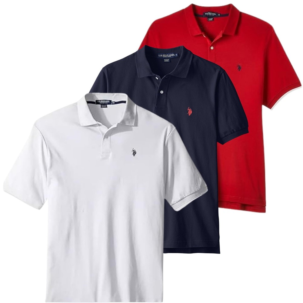 U.S. Polo Assn. 3 Pack Men’s Classic Fit Short Sleeve Pique Polo T Shirt XL