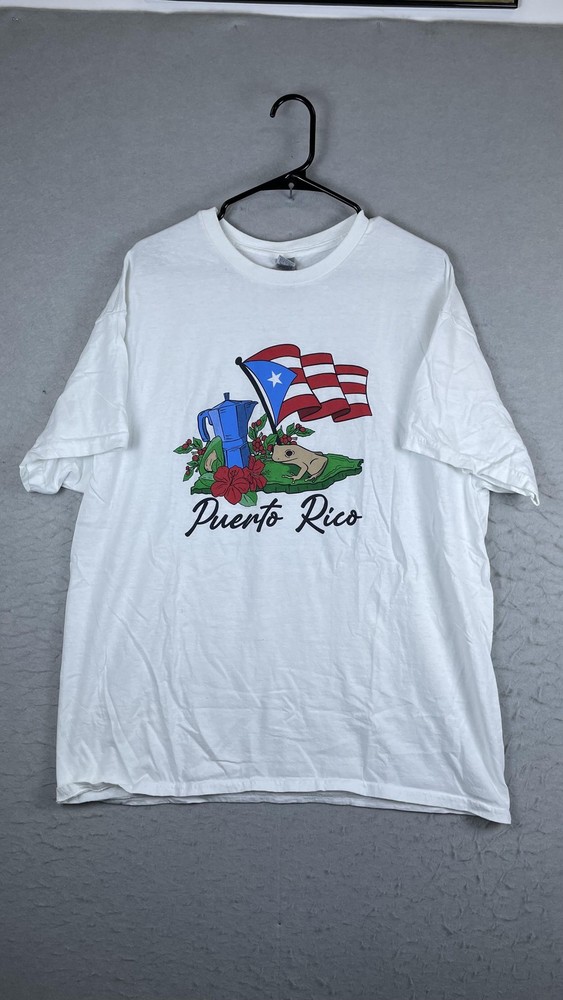 Gildan Shirt Mens XL White Puerto Rico Flag Coqui Graphic Tee T-Shirt Travel