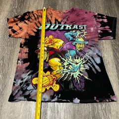 Outkast Bleach Wash Tie Dye Shirt Black Orange Purple Medium Large