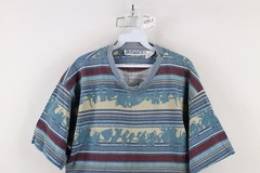 Vtg 90s Streetwear Mens Large Distressed Striped Color Block T-Shirt Cotton USA