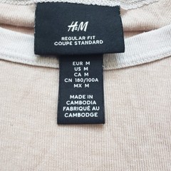 H&M Ringer Tee Men Medium Tan Short Sleeve Silk Wool Blend Regular Fit 1260005 1