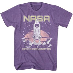NASA Lift Off Space Exploration Purple Heather Brands Shirt