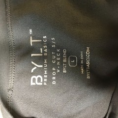 BYLT – MEN’S LARGE -GRAY DROP CUT SHORT SLEEVE V NECK BYLT BLEND T-SHIRT