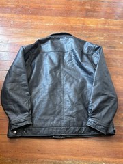 Vintage 80s Leather Jacket Mens Black Genuine Size XL YBS Zipper Rare