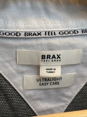 Brax Men’s Feel Good Henley Long Sleeves XL Ultralight, Easy Care, Gray/Blue