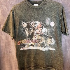 Vintage Wolf Arapaho Moon Men’s Medium Native American Polar Graphics T-Shirt