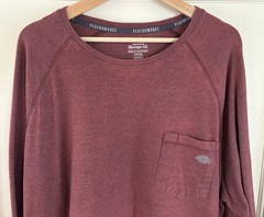 Dickies Temp-iQ Work T-Shirt Sz 3XL Performance Pullover Tee Maroon Long Sleeve