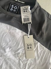 SOBK Men’s Colorblock Crew Neck Stretch Short Sleeve T-Shirt M Gray/White