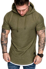 Camiseta Con Capucha Camisa De Algodón De Manga Corta Moda Deportivo Para Hombre