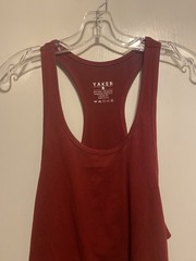 Yaker Men’s Workout Tank Top Cotton dark Red Small Fitness Racerback NWOT