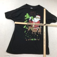 Santa Claus Shirt Adult Large (42-44) Black Christmas Make It Rein Funny Tee