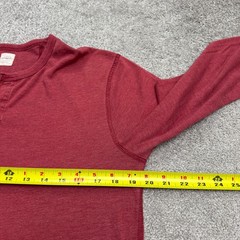 J.Crew Marled Cotton Henley Shirt Mens Small Red Long Sleeve Stretch Casual Top