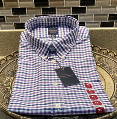 Dockers Battery Street Men’s 17-17.5 32/33 Blue Purple Check NWT