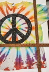 Peace Time Tie-Dye TShirt L Single Stitch Cotton T Shirt Stains 1990 Fruit Loom