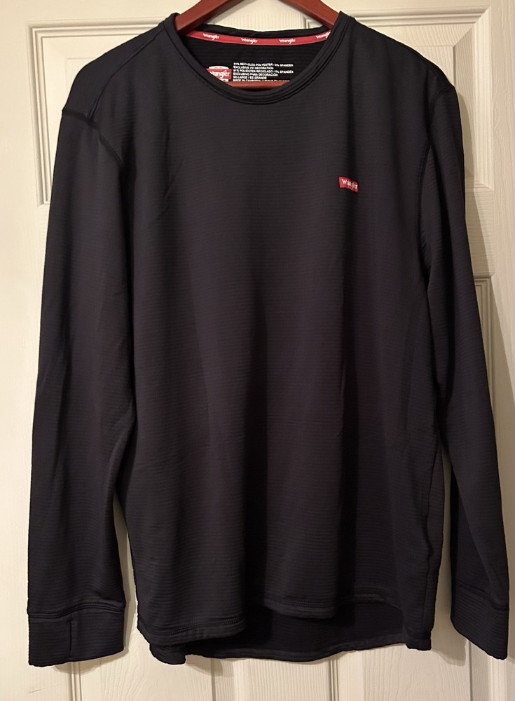 Men’s Size 2XL Black Long Sleeve Thermal Pullover Base Layer Work Travel NWOT