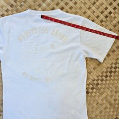 Namitatsu Japan Shirt Mens Large White on White Puff Print Graphic Tee Fuji Rare