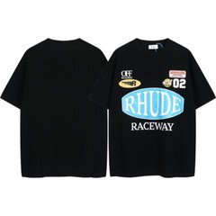 46Style RHUDE High Quality 100% Cotton Short Sleeve Men Women Polo T-Shirt S-2XL