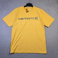 Carhartt Shirt Mens Medium Yellow Work Wear Outdoors Loose Fit Casual Logo NWT