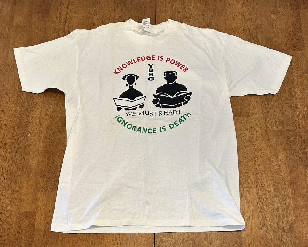 Vintage 90s Knowledge Is Power Ignorance Is Death T Shirt Fits Size Large YBBG