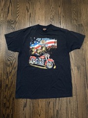 1991 Harley Davidson 3D Emblem The Strong Survive Double Sided Tee Las Vegas XL