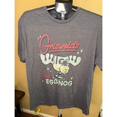 Griswolds Famous Eggnog Christmas Vacation Graphic T-Shirt Mens Large Grey