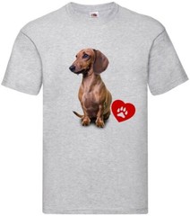 Brown Dachshund Dog Pet Heart Family Novelty T Shirt Various Colours And Sizes