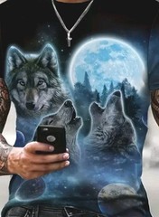 WOLVES WOLF TSHIRT HOWLING MOON MOUNTAIN OUTDOOR ANIMAL 2XL