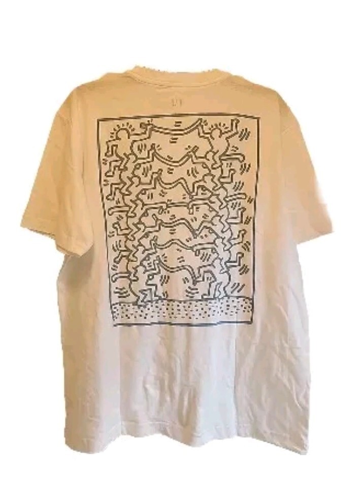 New Keith Haring Unity Graphic Mens Medium Pop Street Art Soft Cotton White Tee