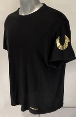 True Religion XL Short Sleeve T-Shirt Tee Black with Metallic Gold Logo Men