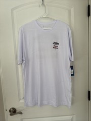 Travis Mathew Men’s T-shirt Always On Vacation Born on the fourth White Size L
