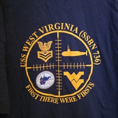 USS West Virginia T-Shirt SSBN-736 Navy Submarine The Silent Service Blue 2XL