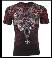 XTREME COUTURE by AFFLICTION Black BOLD CIPHER Short Sleeve Slim Fit T-shirt NWT
