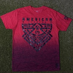American Fighter Men’s Red To Black Ombré Gradient Graphic T-Shirt Size XL
