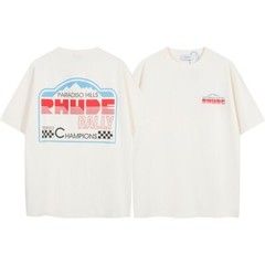 46Style RHUDE High Quality 100% Cotton Short Sleeve Men Women Polo T-Shirt S-2XL