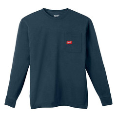 Men’S 2X-Large Blue GRIDIRON Cotton/Polyester Long-Sleeve Pocket T-Shirt