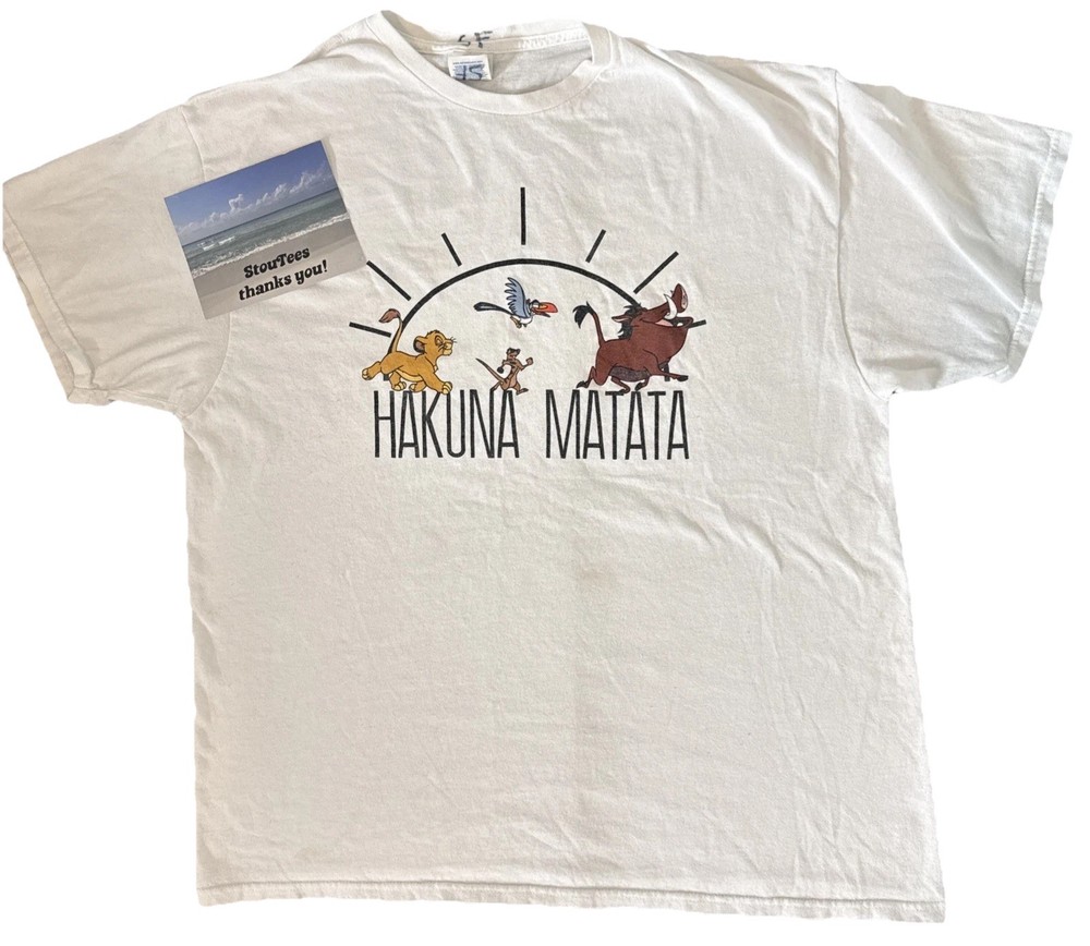 Disney Lion King Hakuna Matata 90’s XL Y2K Simba Pumbaa Timon Tee Cotton White