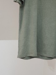 Wool & Co Men’s Khaki Green Linen Solid Tee Shirt Size L Made in Italy