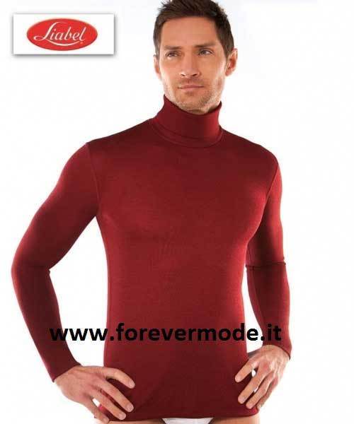 Liabel Mens T-Shirt Mock Neck Smooth Fine Knit Wool Blend Art 5136-153
