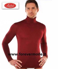 Liabel Mens T-Shirt Mock Neck Smooth Fine Knit Wool Blend Art 5136-153