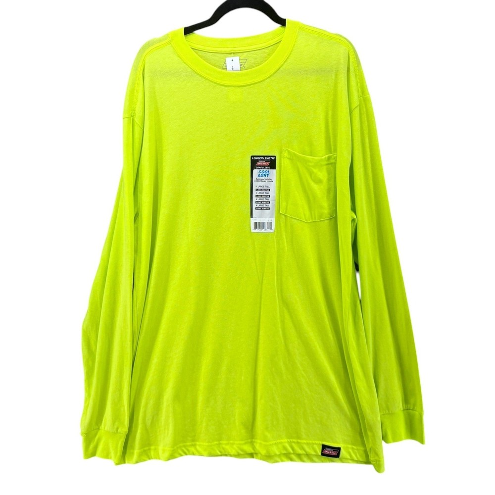 Dickies Mens Neon Work Shirt XLT Traffic Neon Cooling Durable Outdoor Safety