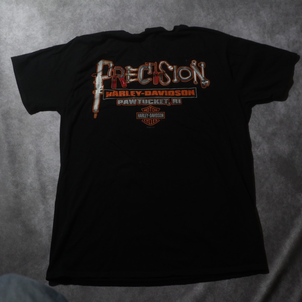 Harley-Davidson T-Shirt Mens XL Black Excellent Precision Pawtucket RI Graphic