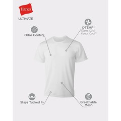 Hanes® Ultimate®Men’s 4-Pack X-Temp BREATHABLE Mesh Crew-neck Tee “TAGLESS® “