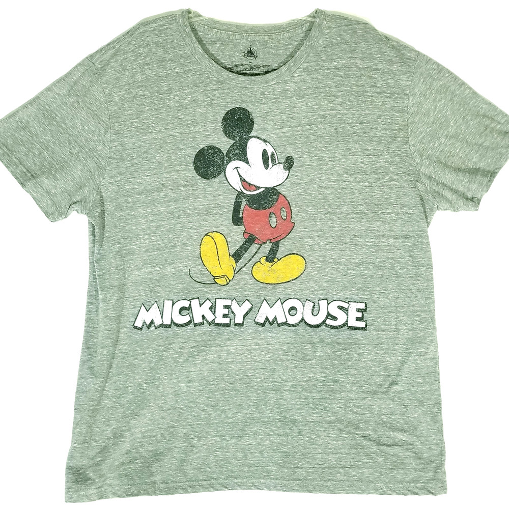 Disney Mickey Mouse Shirt Men 2XL Gray Classic Character Graphic Tee Tri Blend