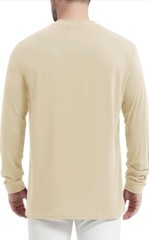 MAGCOMSEN Mens Henley Long Sleeve Shirts Cotton Pocket Light Apricot Size L