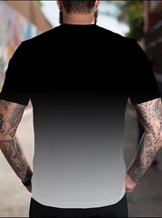 Men’s Casual 2pcs Set, “BALANCE” Gradient 3D Print, Crew Neck T-shirt & Short