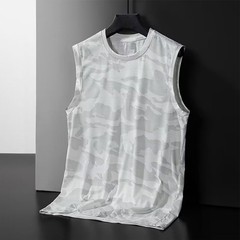 Men’s Polyester Sleeveless Tank Top O Neck Print Quick Dry Workout Top