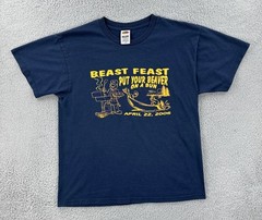 Vtg Fruit Of the Loom Mens Large Blue T Shirt 2006 Beast Feast Beaver On A Bun