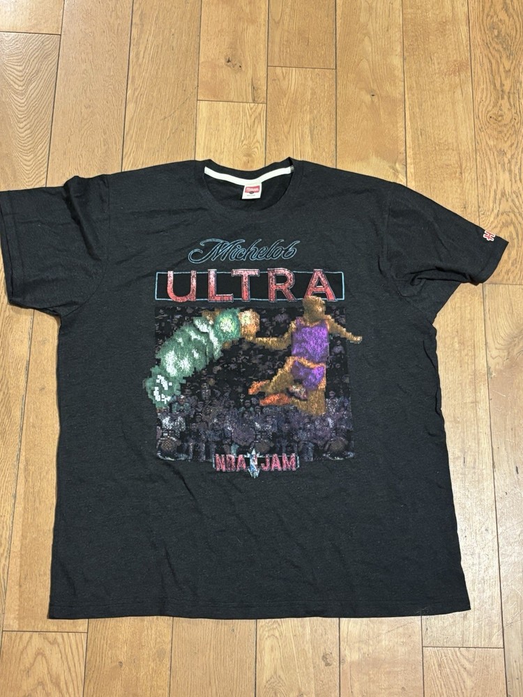 Homage Michelob Ultra NBA Jam T-Shirt XXL Grey Retro Gaming Basketball 266