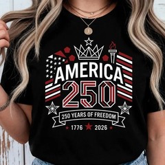 America 250 Years Freedom Shirt, Patriotic USA Graphic T-Shirt (S-5XL)