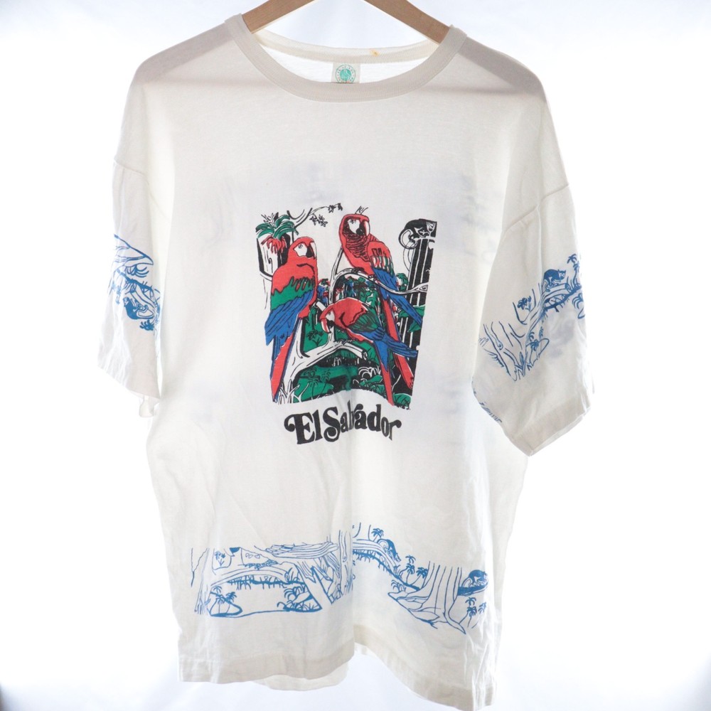 Vintage El Salvador Parrot Graphic Tee T-Shirt 100% Cotton Single Stitch XL